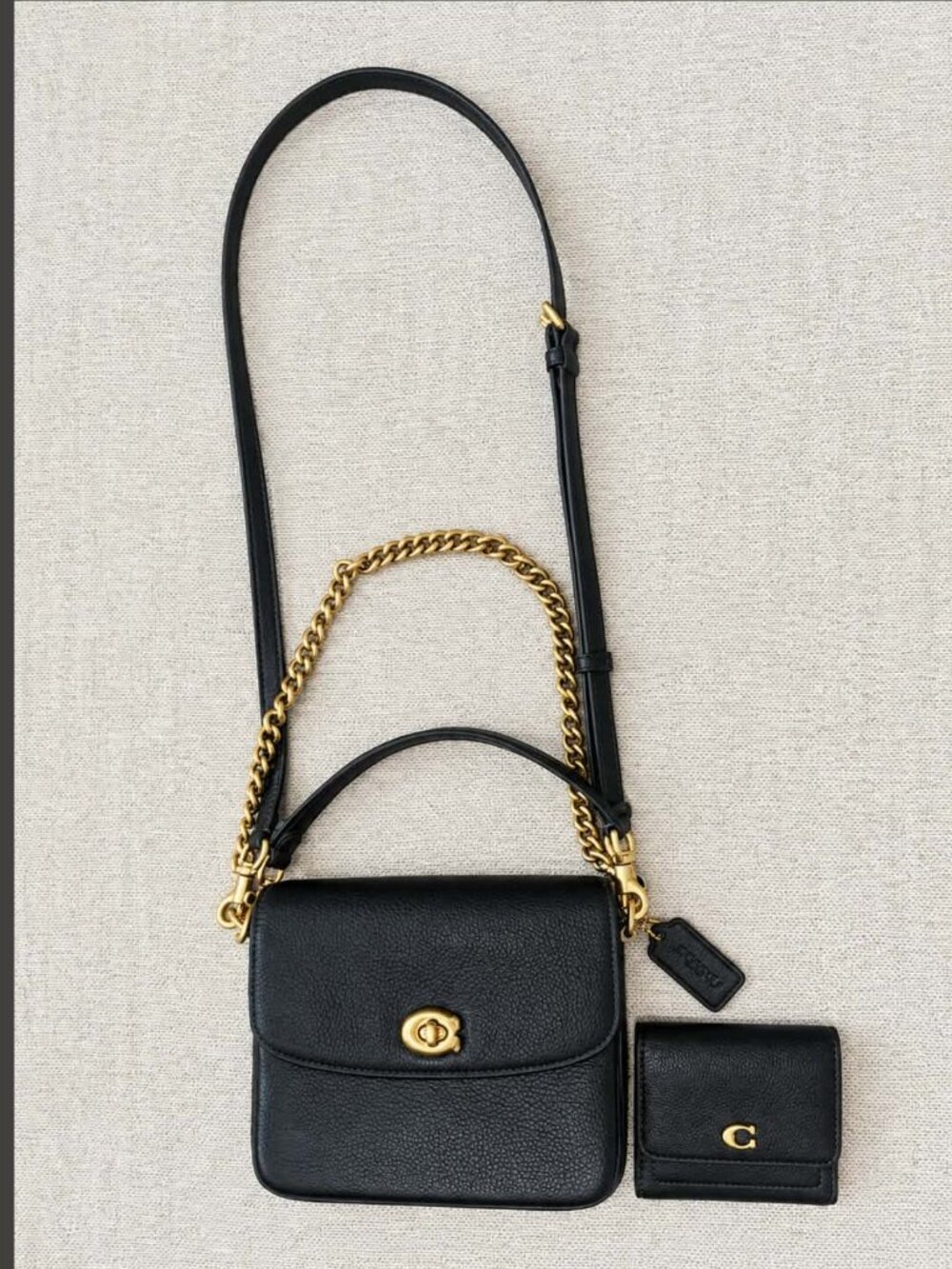 Coach Cassie 19 Dark Navy Pebble Leather Crossbody Bag + Wallet
